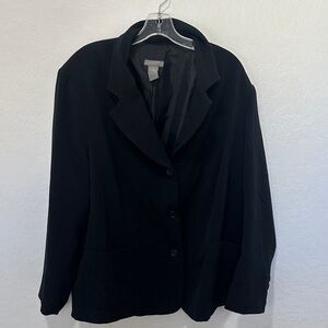 Investments Black Women's plus 22W Blazer padded shoulders career single buttons